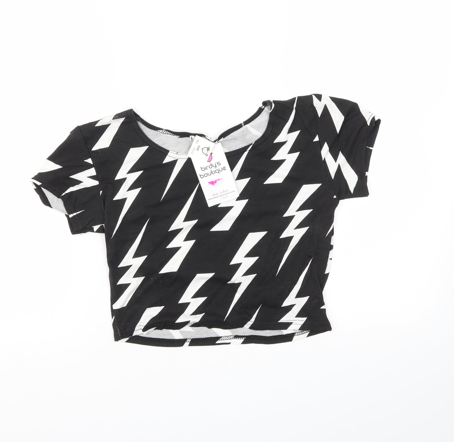 birdy's boutique Girls Beige Geometric  Basic Polo Size M
