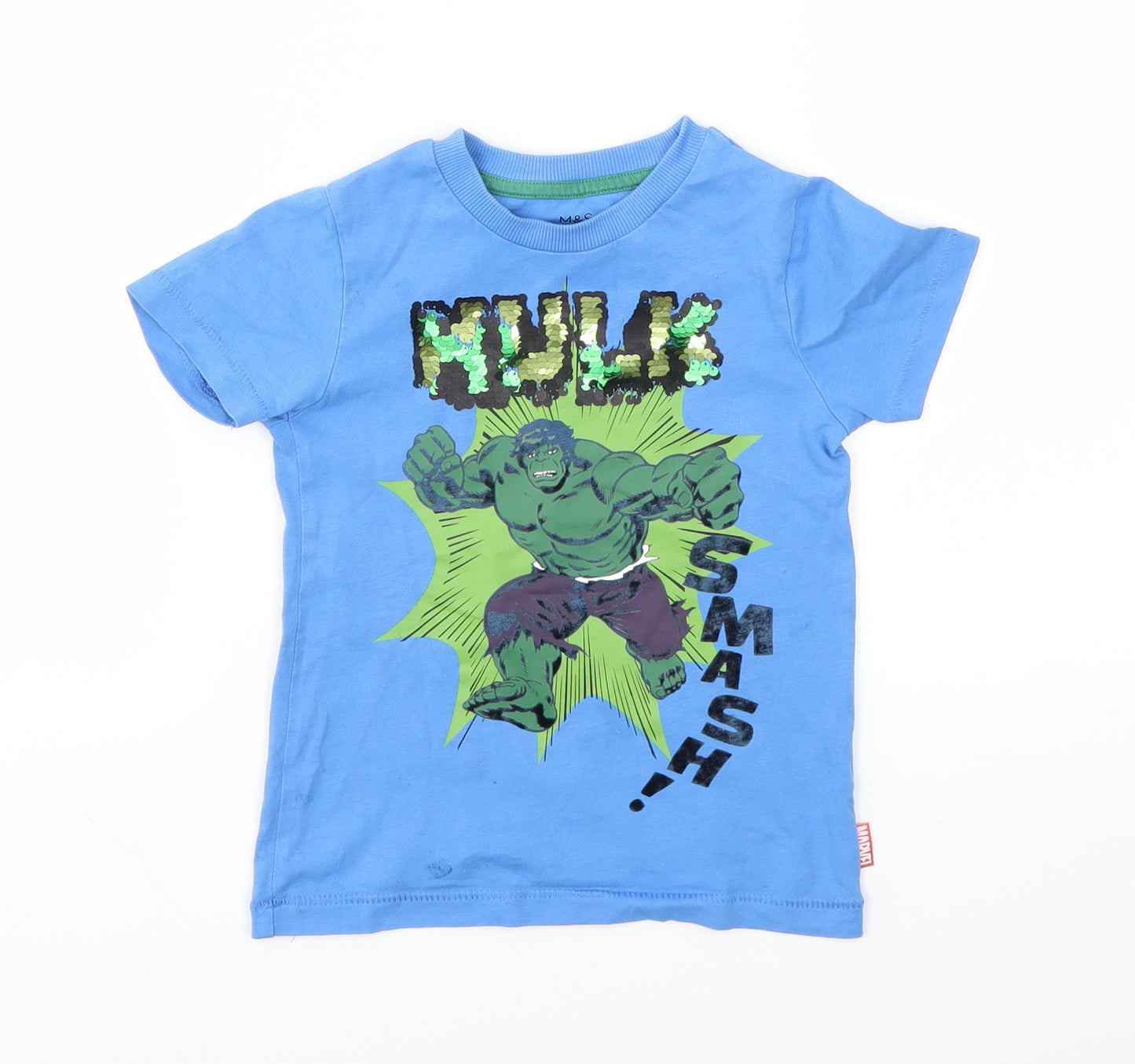 M&S Boys Blue Animal Print  Basic T-Shirt Size 2-3 Years
