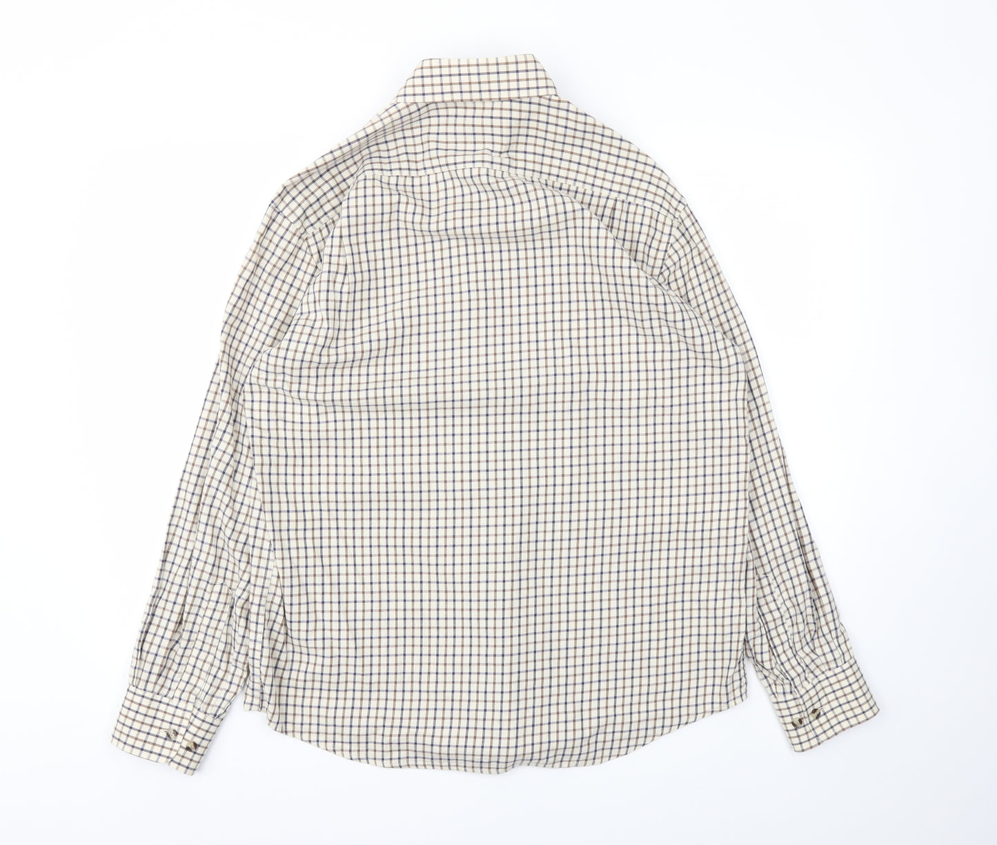 M&S Mens Brown Check   T-Shirt Size 15.5