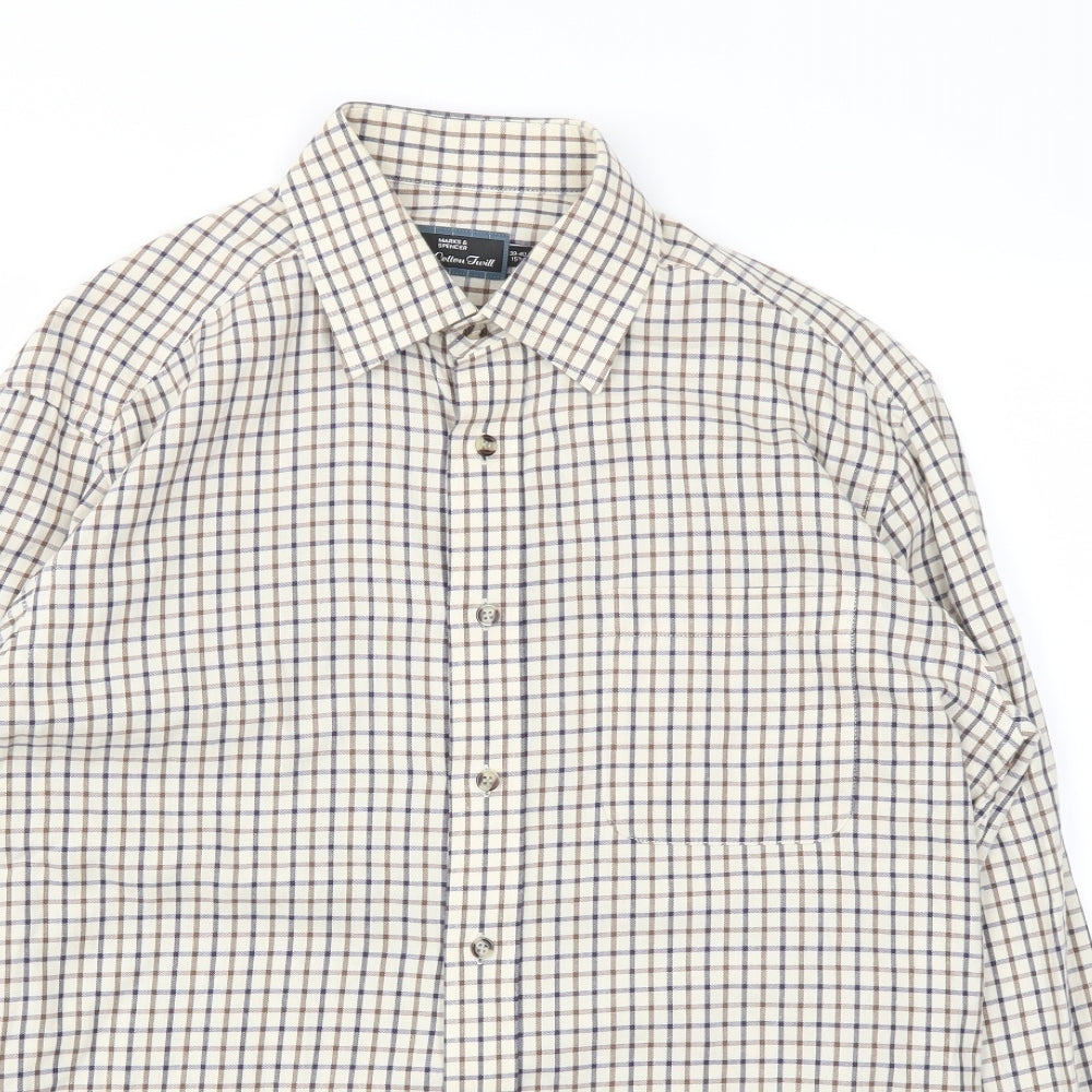 M&S Mens Brown Check   T-Shirt Size 15.5