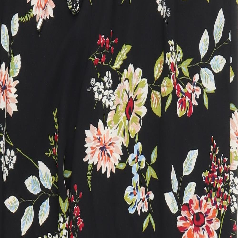 Papaya Womens Black Floral  Trousers  Size 12 L29 in - Stretch waistband