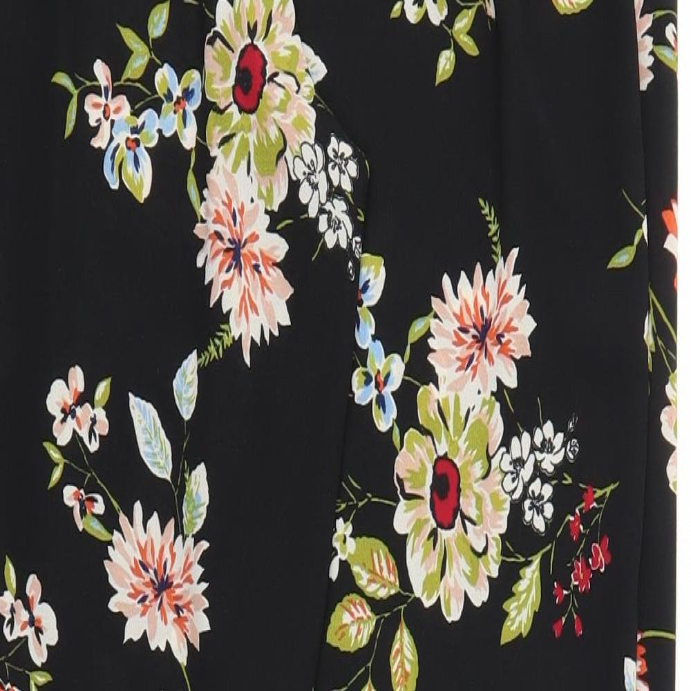 Papaya Womens Black Floral  Trousers  Size 12 L29 in - Stretch waistband