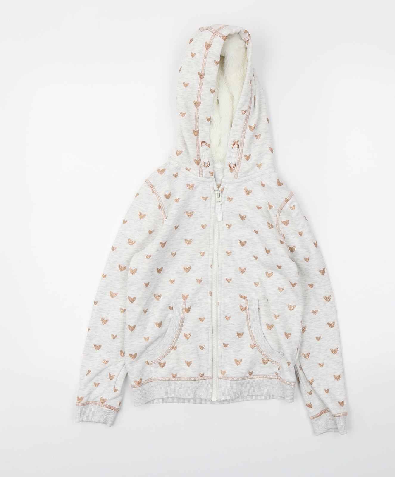 Nutmeg Girls Grey Argyle/Diamond  Full Zip Jumper Size 8-9 Years