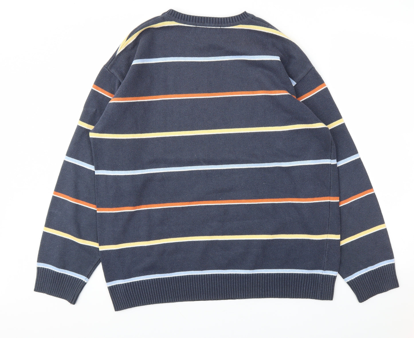 Woodville Mens Blue Striped  Pullover Sweatshirt Size L
