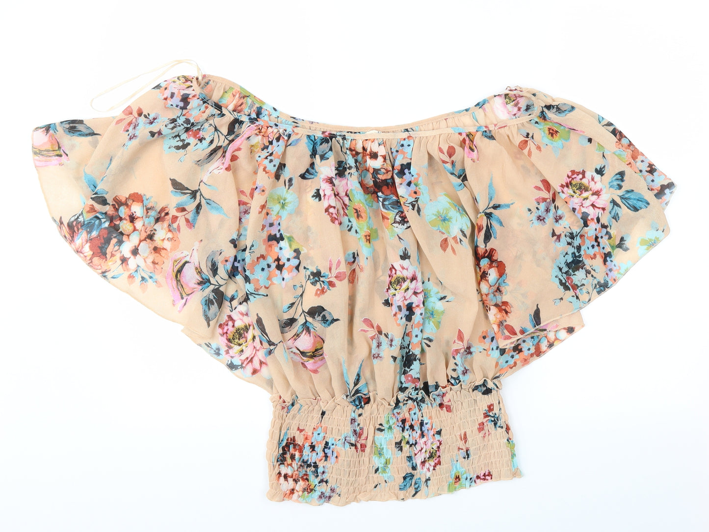 Striking Womens Beige Floral  Basic Blouse Size XL