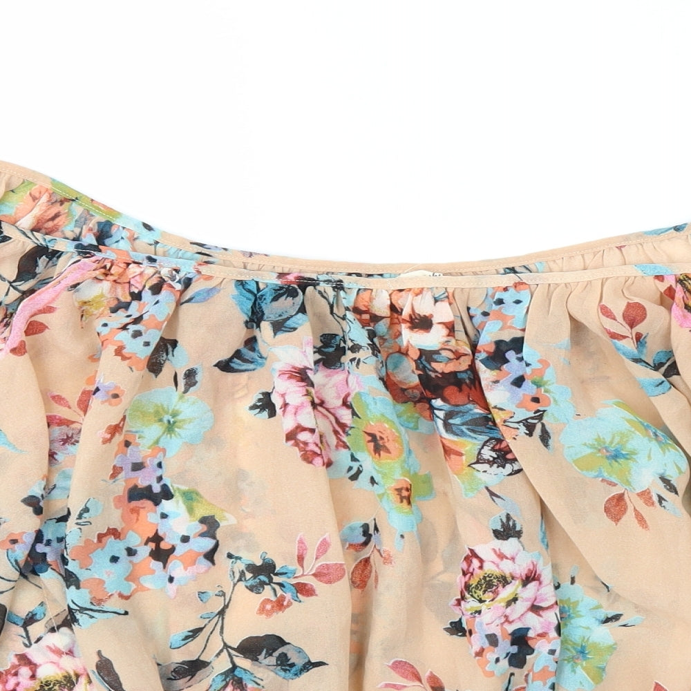 Striking Womens Beige Floral  Basic Blouse Size XL