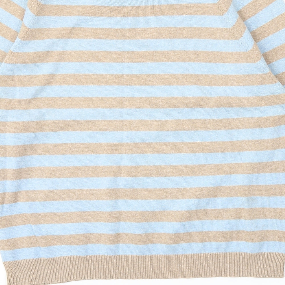 Kurt Muller Mens Blue Striped  Pullover Sweatshirt Size L