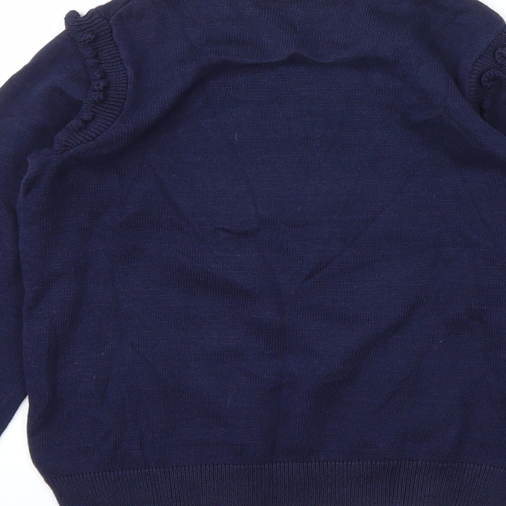 M&Co Girls Blue Animal Print  Pullover Sweatshirt Size 4-5 Years