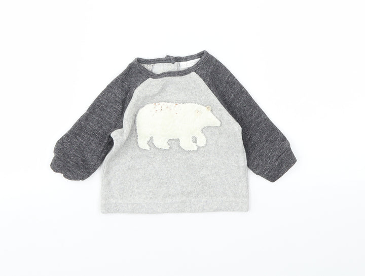 NEXT Boys Grey Animal Print  Pullover Jumper Size 0-3 Months
