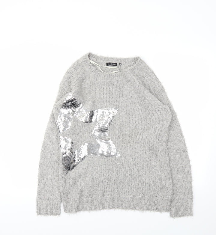 Brave Soul Womens Grey Pullover Jumper Size 14