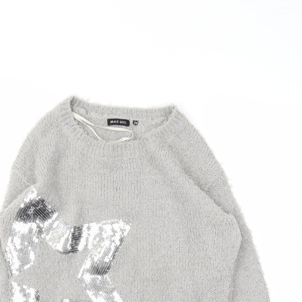 Brave Soul Womens Grey   Pullover Jumper Size 14