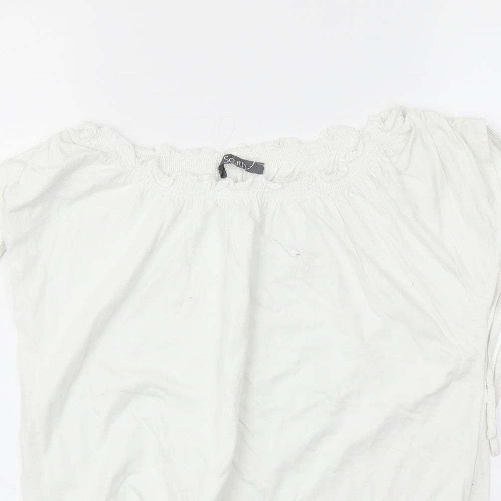 SOUTH  Womens White   Basic T-Shirt Size 12