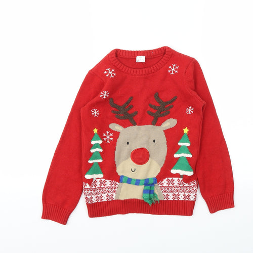 F&F Boys Red Animal Print  Pullover Sweatshirt Size 6-7 Years