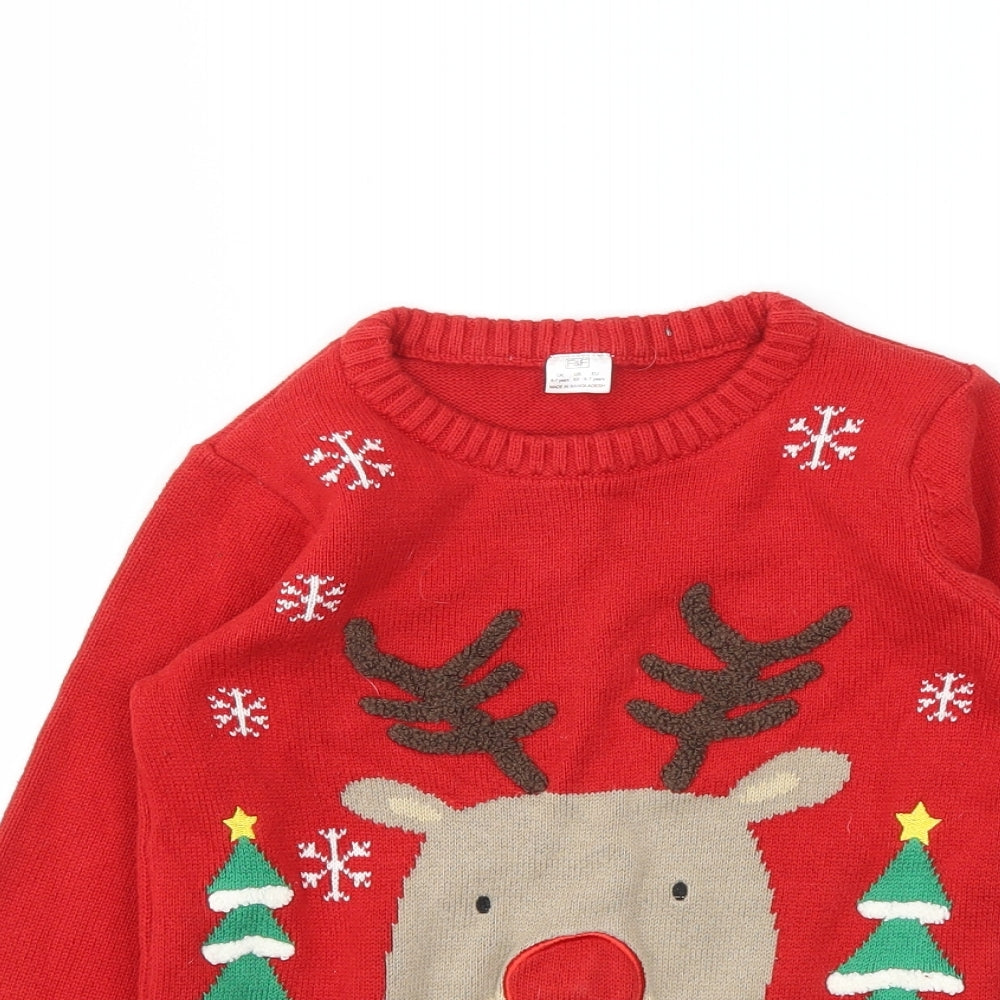 F&F Boys Red Animal Print  Pullover Sweatshirt Size 6-7 Years