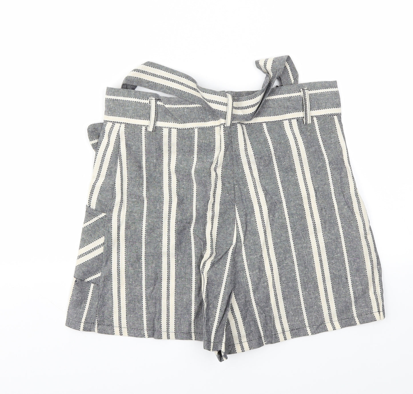 Boohoo Womens Grey Striped  Cut-Off Shorts Size 14
