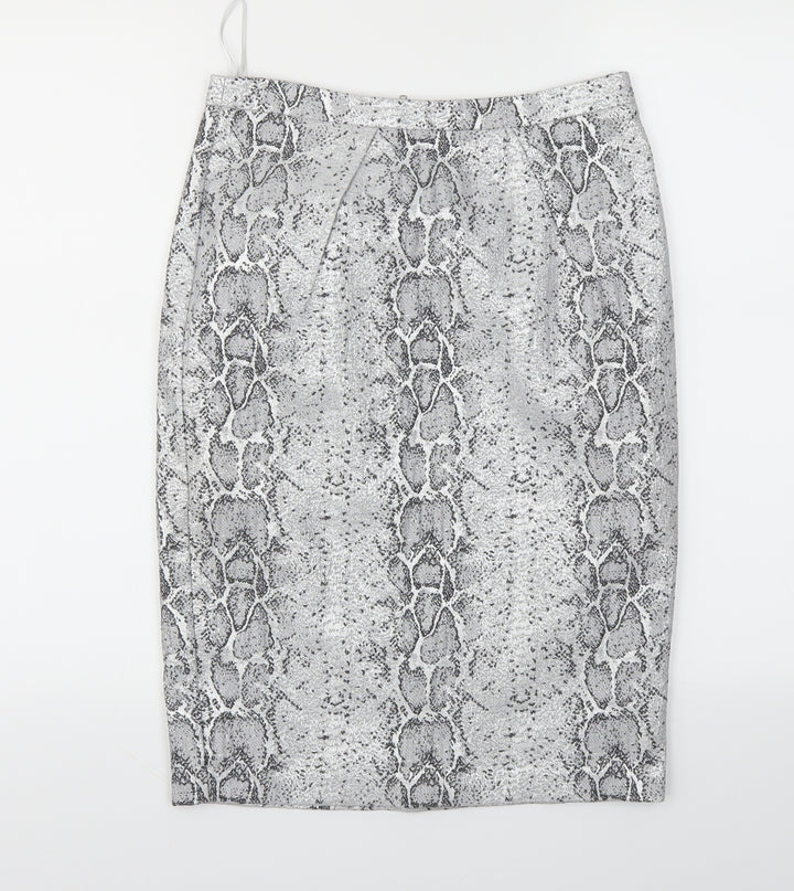 Oasis Womens Grey Animal Print  A-Line Skirt Size 8