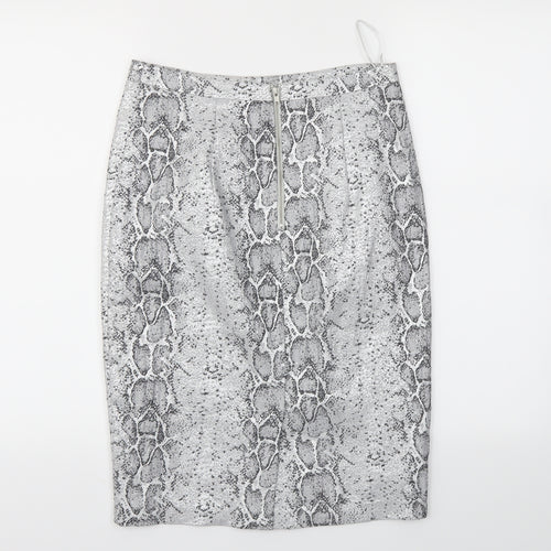 Oasis Womens Grey Animal Print  A-Line Skirt Size 8