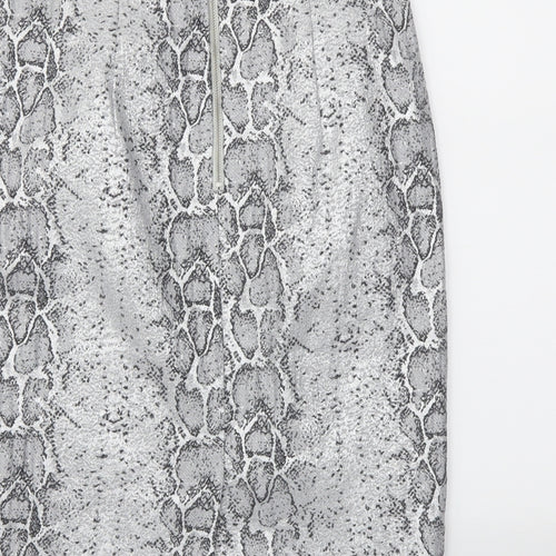 Oasis Womens Grey Animal Print  A-Line Skirt Size 8