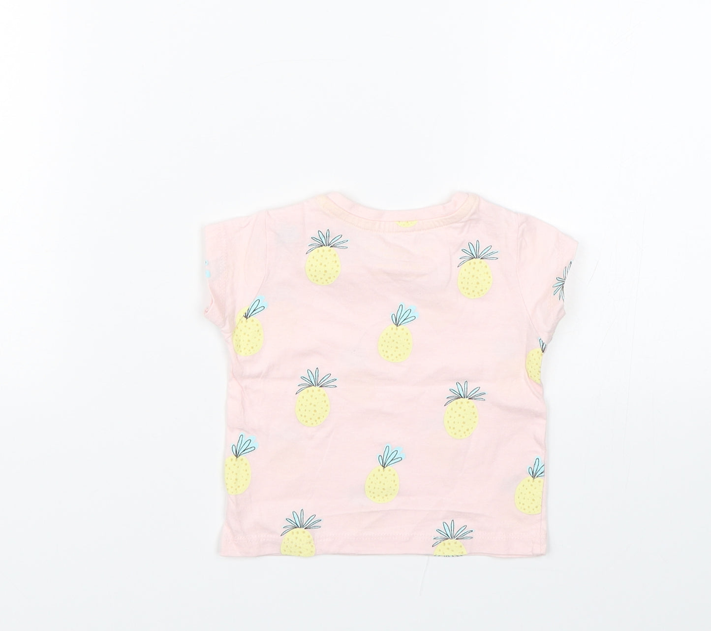 Primark Baby Pink Floral  Basic T-Shirt Size 3-6 Months  - Pineapple print