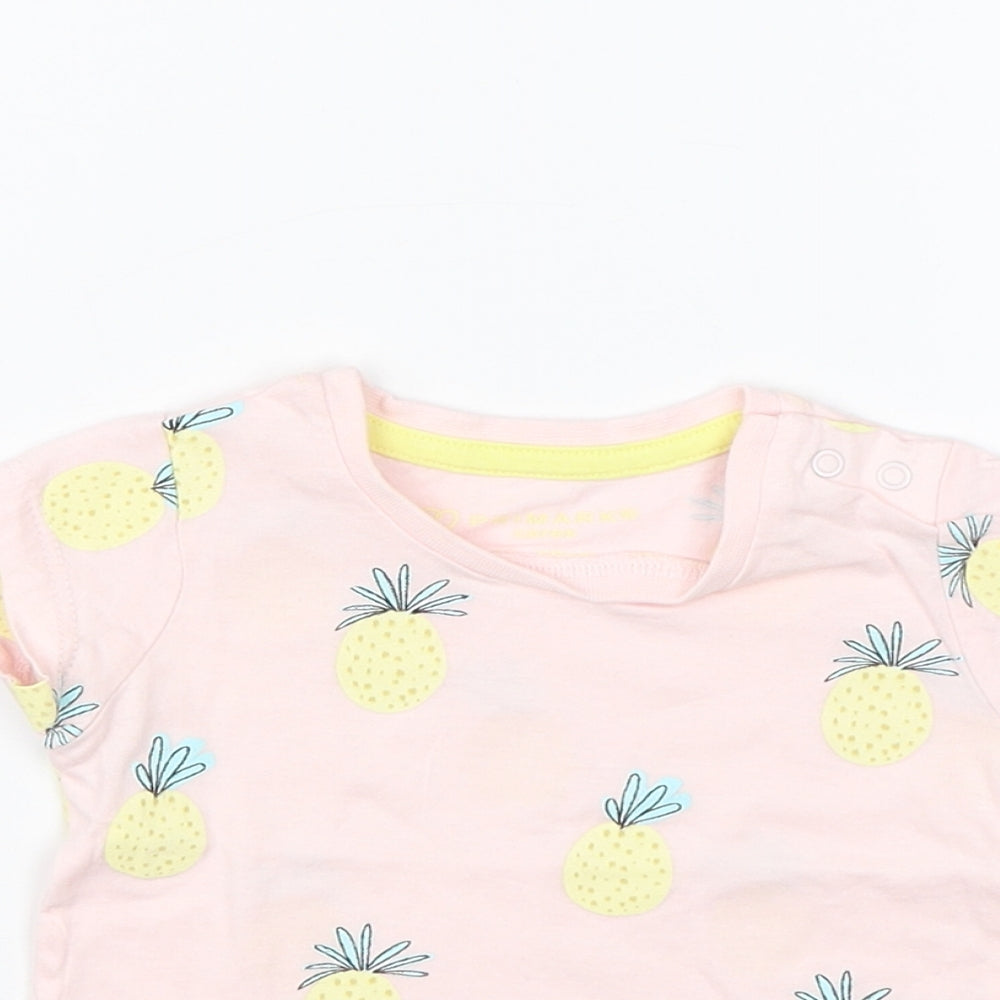 Primark Baby Pink Floral  Basic T-Shirt Size 3-6 Months  - Pineapple print