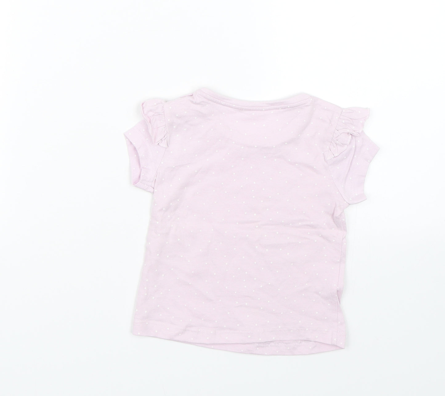 Primark Girls Purple Polka Dot  Basic T-Shirt Size 6-9 Months