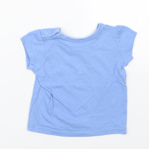Primark Girls Blue   Basic T-Shirt Size 3-6 Months  - Flower print