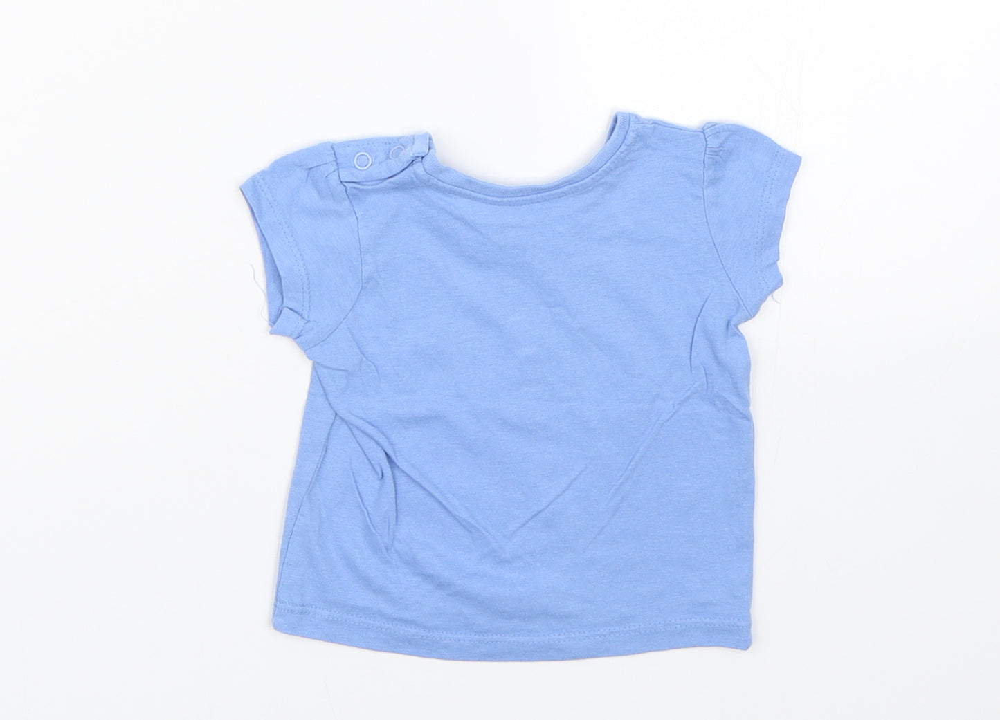 Primark Girls Blue   Basic T-Shirt Size 3-6 Months  - Flower print