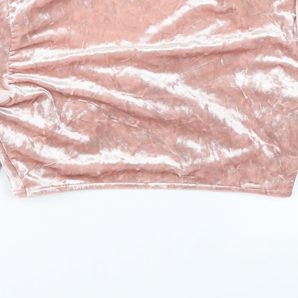 ASOS Womens Pink  Velour Basic T-Shirt Size 6
