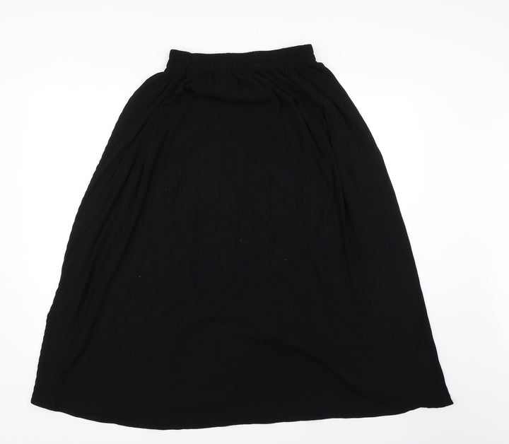 Owlana Womens Black Striped  Flare Skirt Size S
