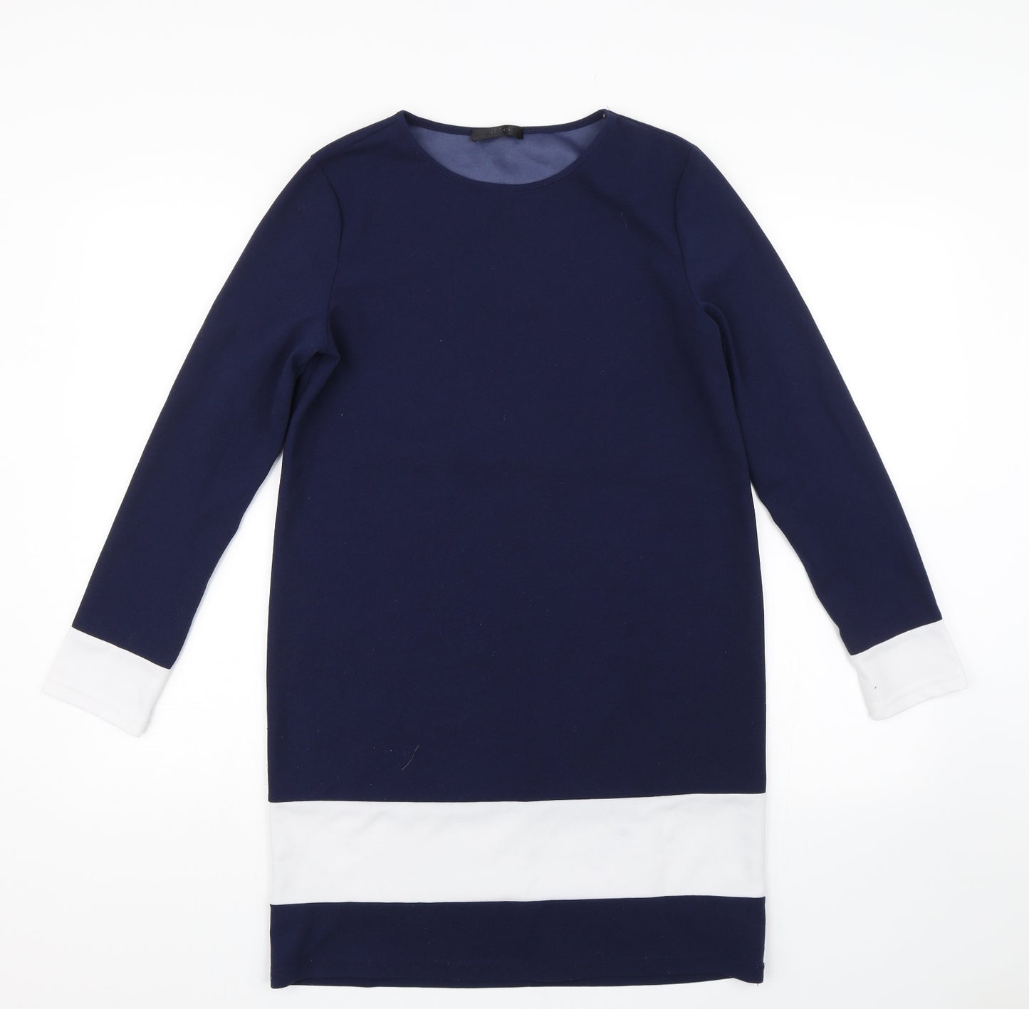 Preworn Womens Blue Striped  Basic T-Shirt Size M