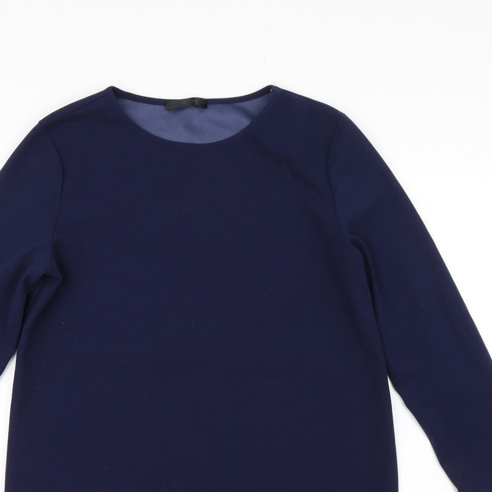 Preworn Womens Blue Striped  Basic T-Shirt Size M