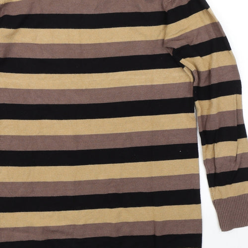 MY STAR Mens Brown Striped  Pullover Jumper Size S