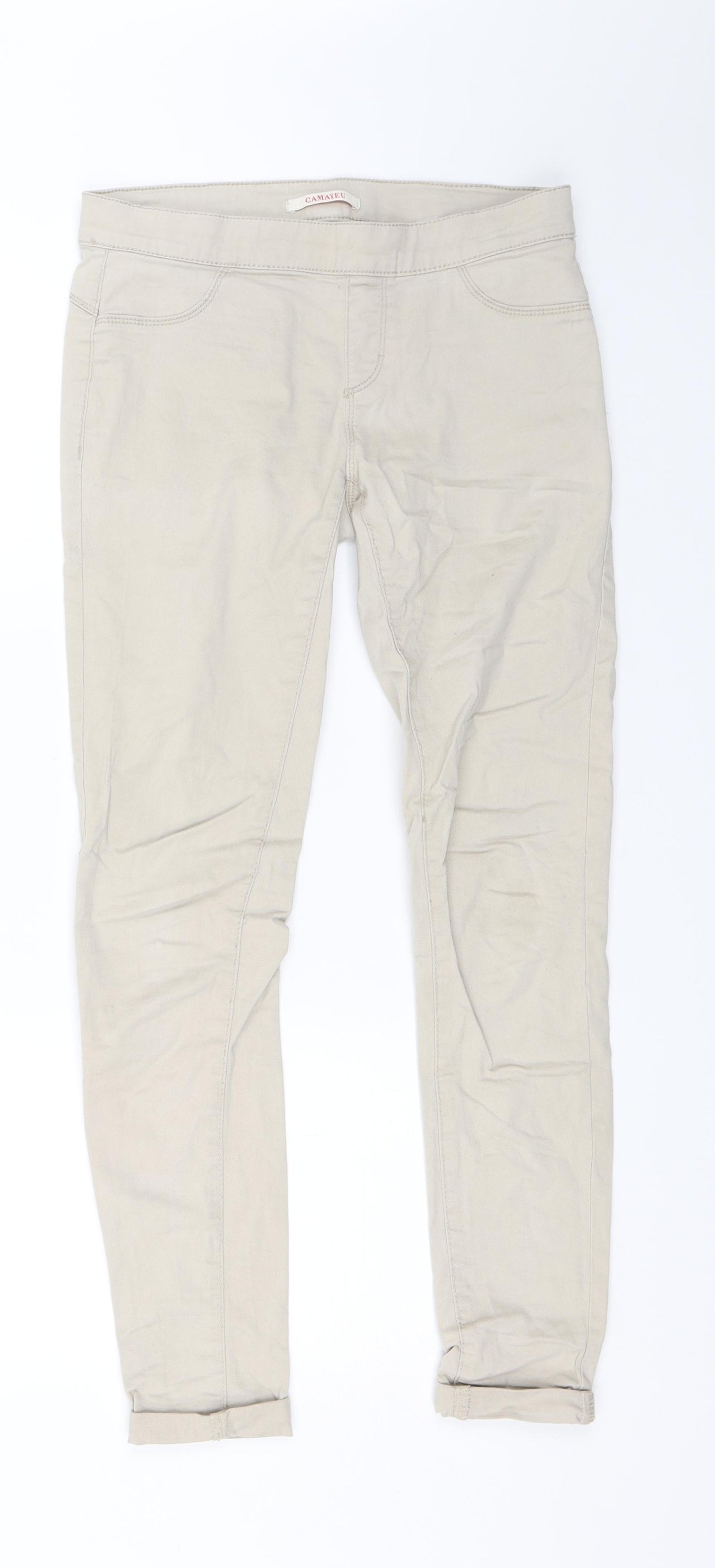 Camaieu Womens Beige   Chino Trousers Size S L26 in