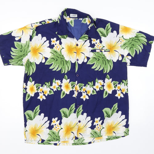 Don Amigo Mens Blue Floral   Button-Up Size M