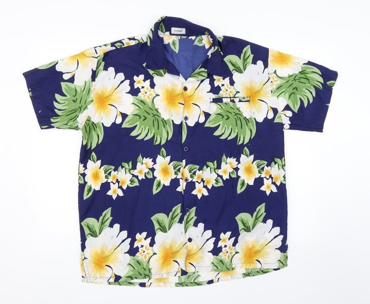 Don Amigo Mens Blue Floral Button-Up Size M