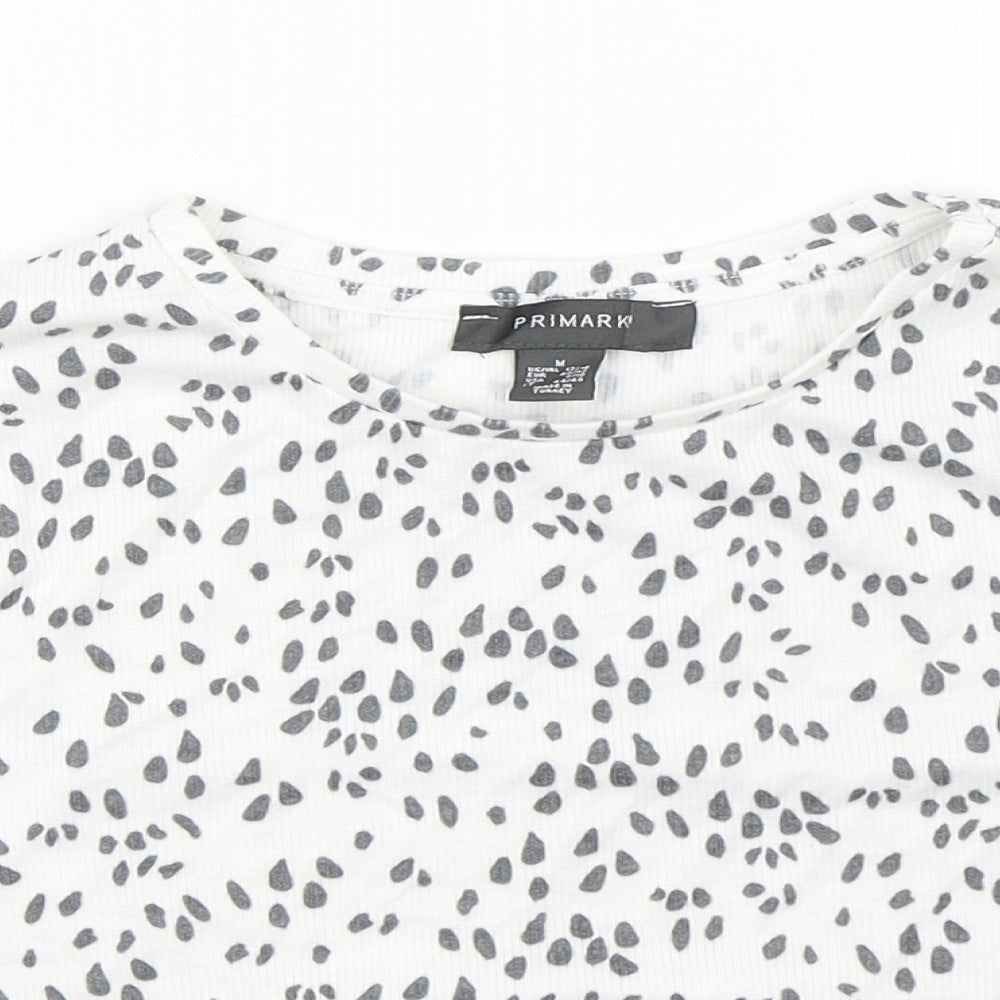 Primark Womens White Polka Dot  Cropped T-Shirt Size 14