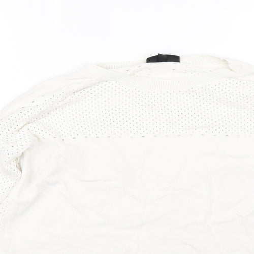 Topshop Womens Beige Polka Dot  Pullover Jumper Size 10  - holes on back and sleeves