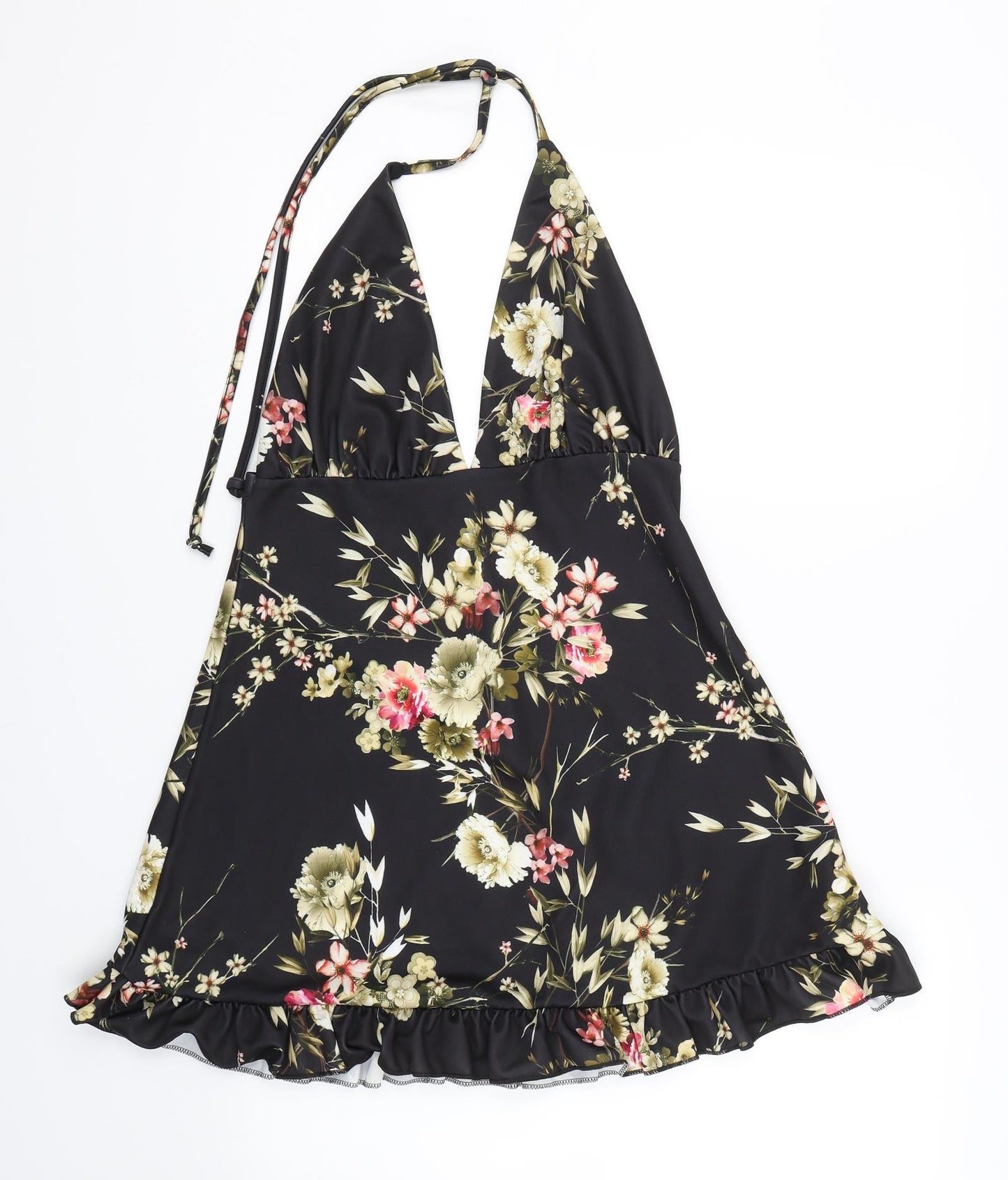 Preworn Womens Black Floral  Fit & Flare  Size 12