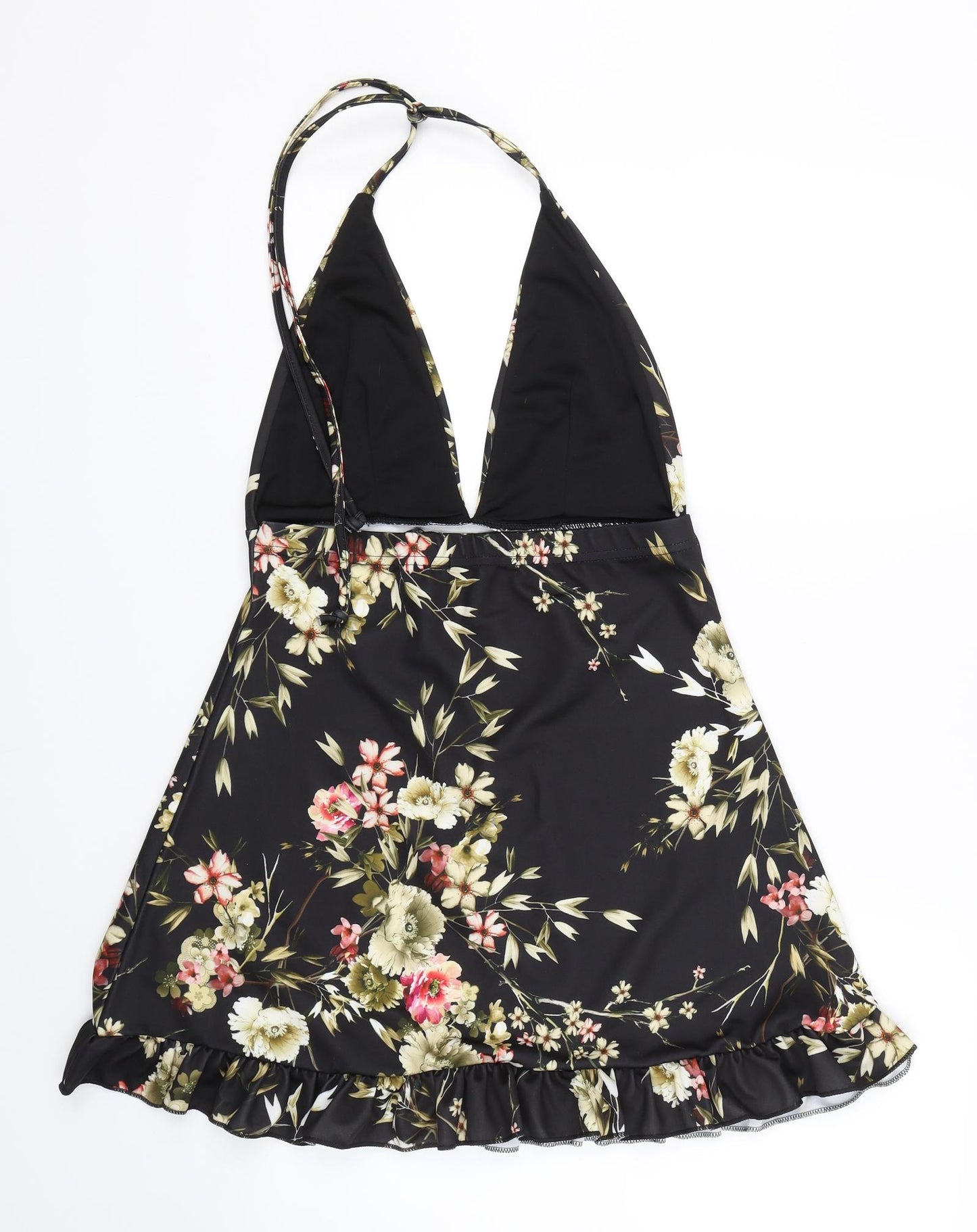Preworn Womens Black Floral  Fit & Flare  Size 12