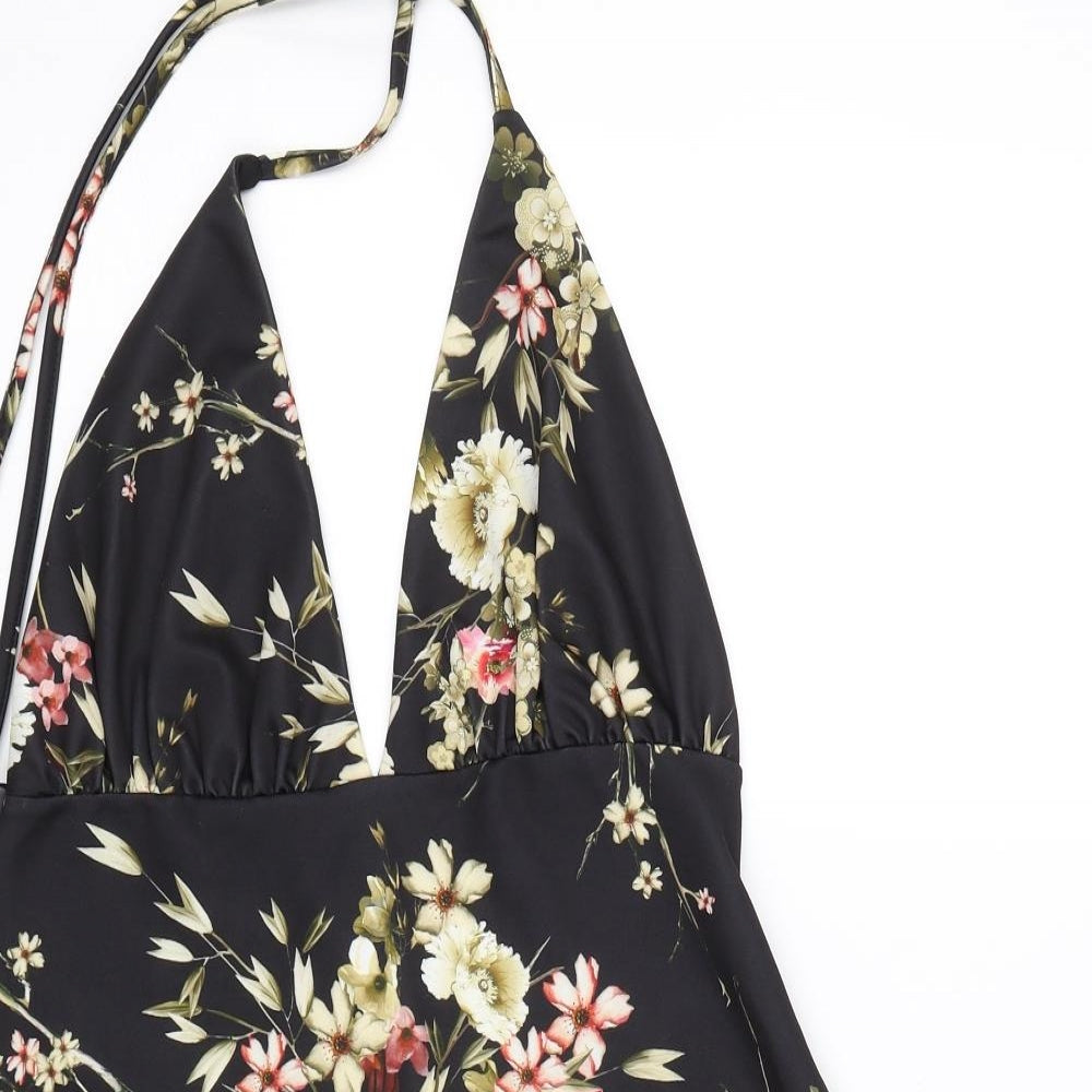 Preworn Womens Black Floral  Fit & Flare  Size 12
