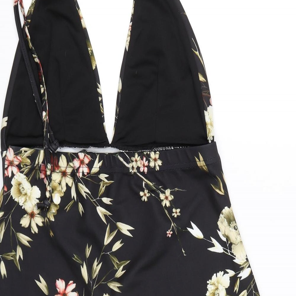 Preworn Womens Black Floral  Fit & Flare  Size 12