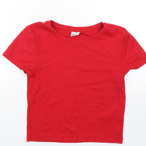 Gina Tricot Womens Red Striped  Basic T-Shirt Size M