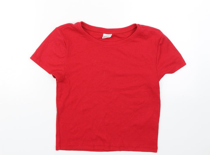Gina Tricot Womens Red Striped Basic T-Shirt Size M