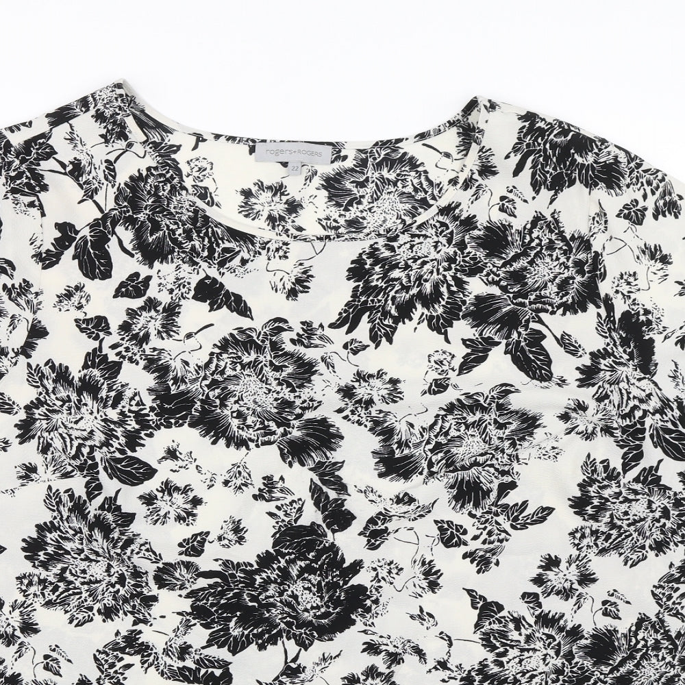 Rogers&Rogers Womens White Floral  Basic Blouse Size 22