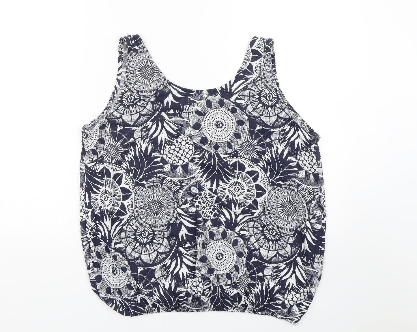 George Womens Blue Floral  Basic Tank Size 18