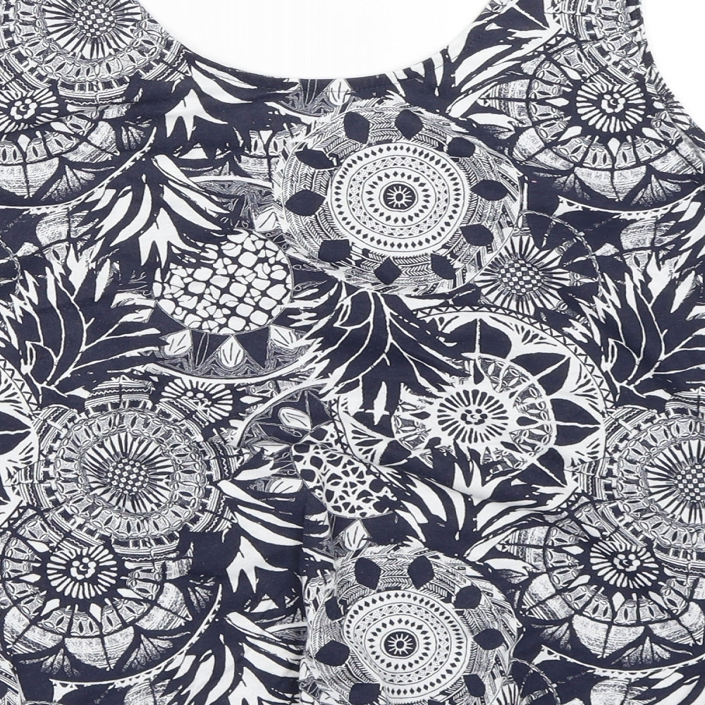 George Womens Blue Floral  Basic Tank Size 18