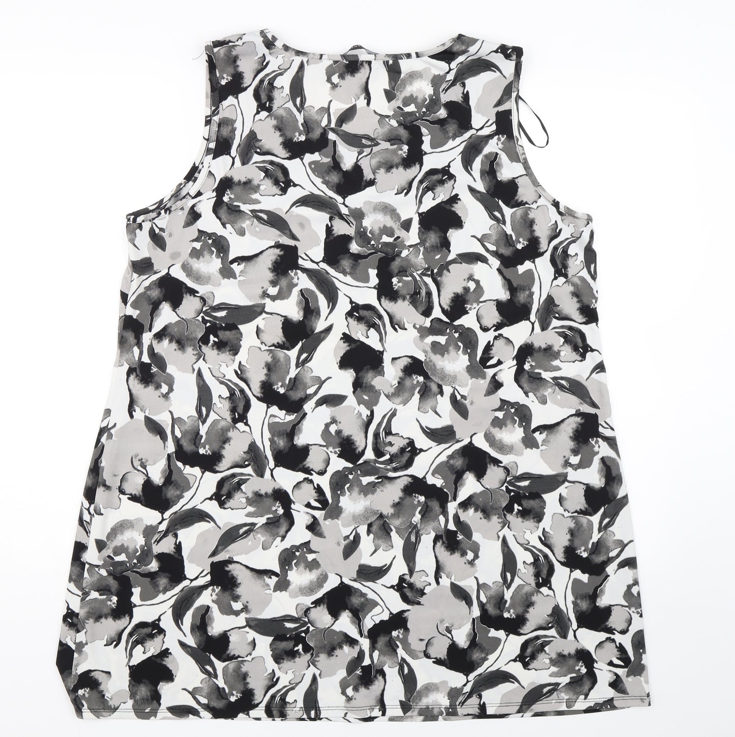 DAVID EMANUEL Womens Black Floral  Basic Tank Size 18