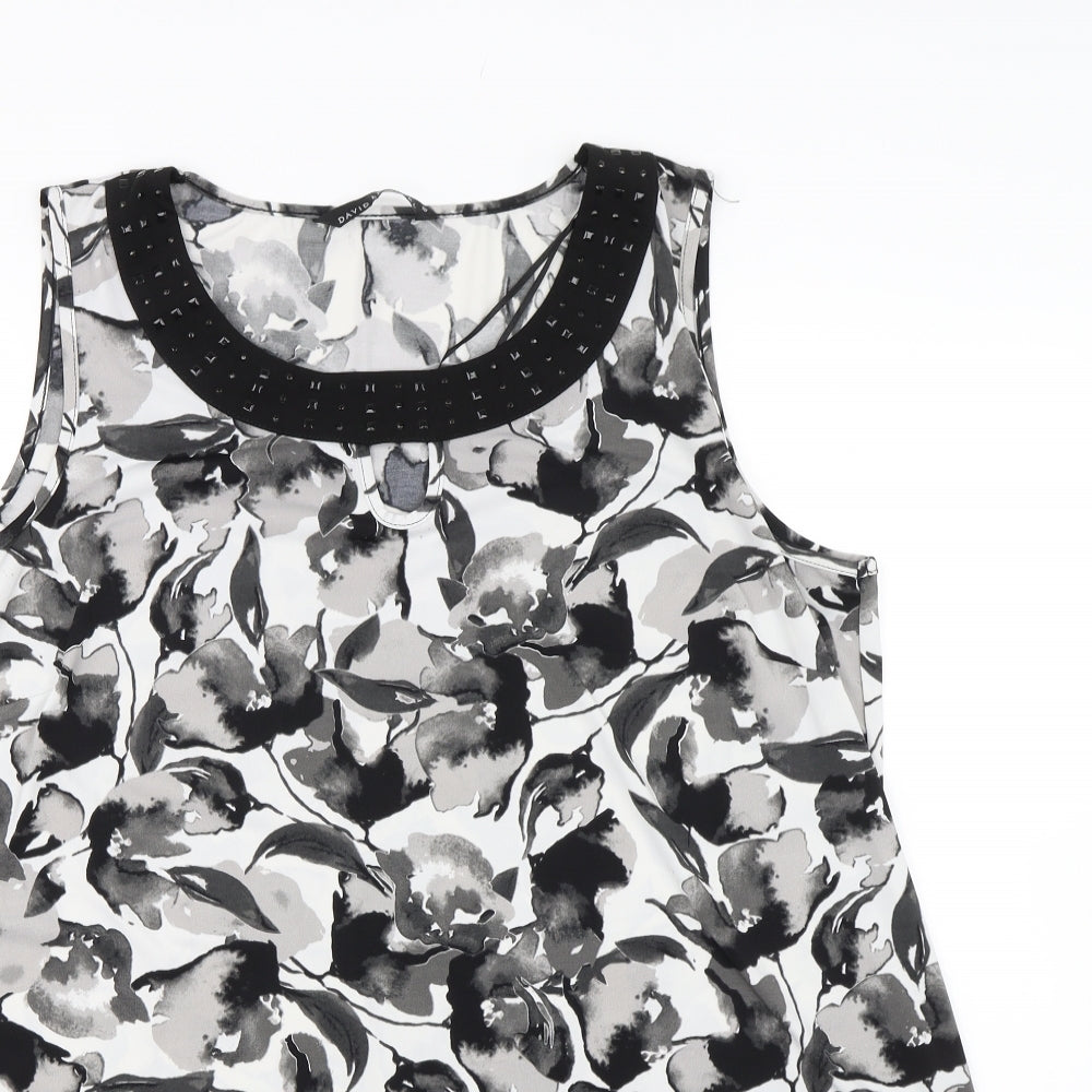 DAVID EMANUEL Womens Black Floral  Basic Tank Size 18
