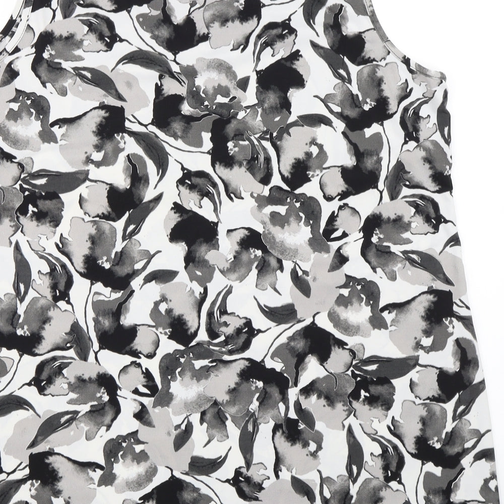 DAVID EMANUEL Womens Black Floral  Basic Tank Size 18