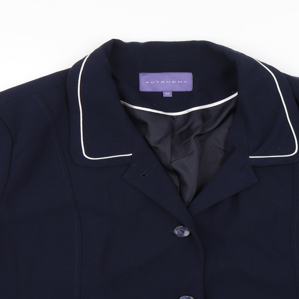 Autonomy Womens Blue   Jacket Suit Jacket Size 22